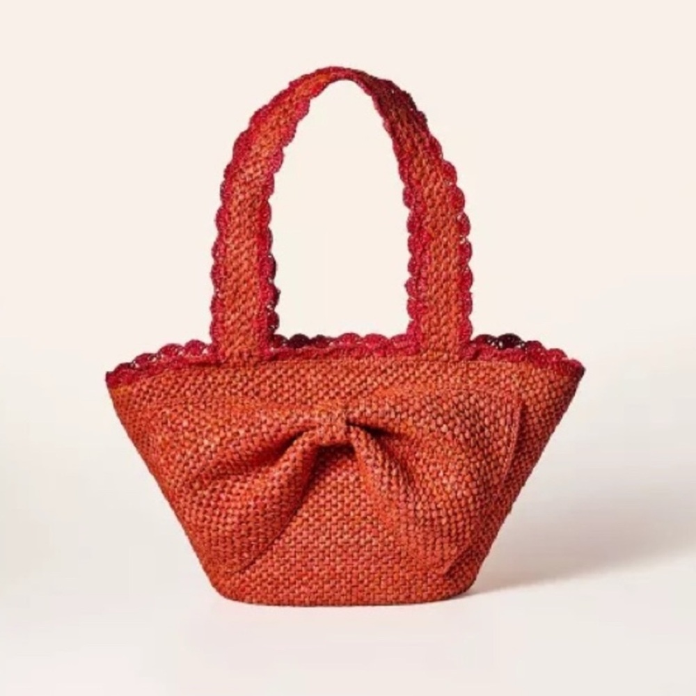 NWT Kate Spade x Target raffia red bow tote bag